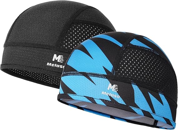 MELASA 2-Pack Cooling Skull Cap, Wicking Mesh Cycling Caps Under Helmet