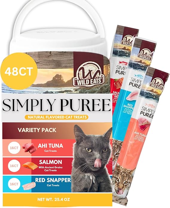 Wild Eats Simply Puree Variety Pack Cat Treats Tub, 48 Servings, Grain Free