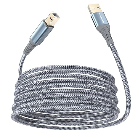Printer Cable 16ft USB Printer Cable High Speed USB 2.0 A Male to Type B Male Scanner Cable Cord Compatible with HP, Canon, Epson, Dell, Brother, Xerox, Samsung etc