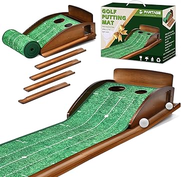 Putting Green Indoor, Extra Large & Wide Golf Putting Mats Practice Indoor, 9.8ft Indoor Putting Green with Ball Return, Thickened Wrinkle-Free Memory Rubber, Training Aid for Home Office, Ideal Gift
