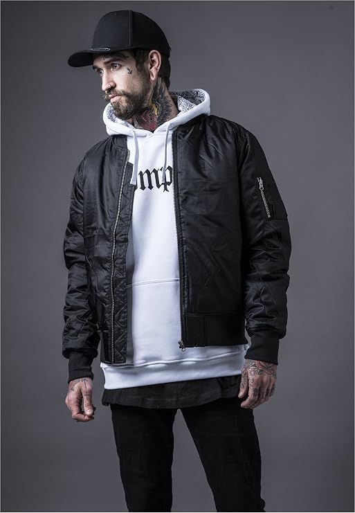 Urban Classics Men's Basic Bomber Jacket Bomber Jacket Aviator Jacket with Patch Pocket and Zip on the Arm in Various Colours Sizes S-5XL