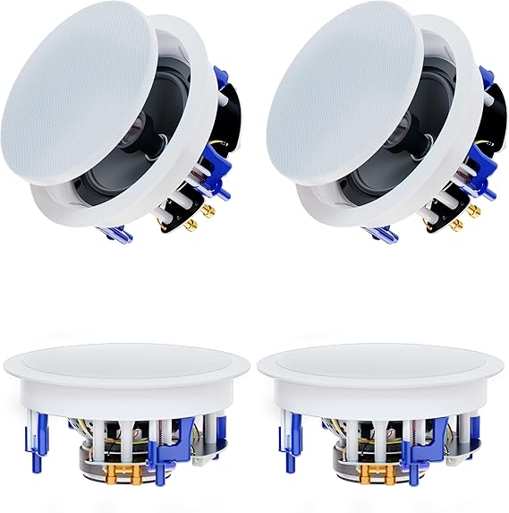 Herdio 6.5'' 640Watts 2-Way Bluetooth Ceiling Speakers Package Great for Home Theater System, Living Room,Office,Flush Mount Wired(4 Speakers)