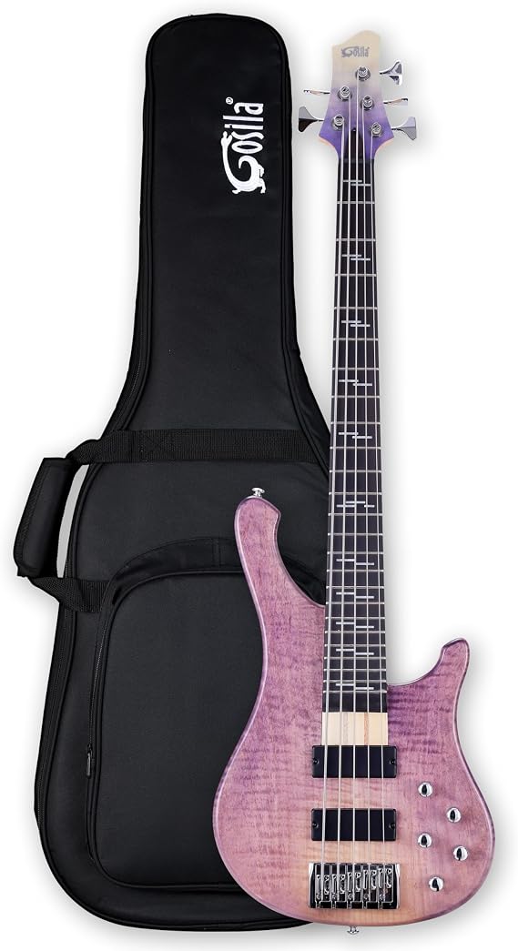 5 String Electric Bass Guitar Okoume body Maple Okoume neck Purple Heart Finger board