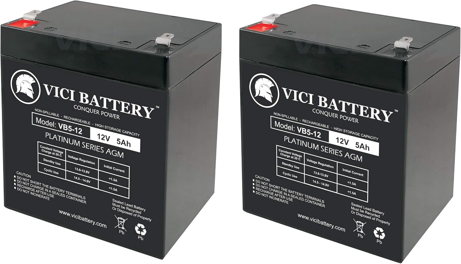 Vici Battery VB5-12 - 12V 5AH UPS Battery Replaces Vision CP1250, CP 1250-2 Pack Brand Product