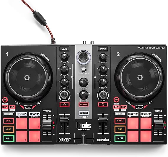 Hercules DJControl Inpulse 200 MK2 - Perfect DJ Controller for Learning Mixing: Software and Tutorials Included