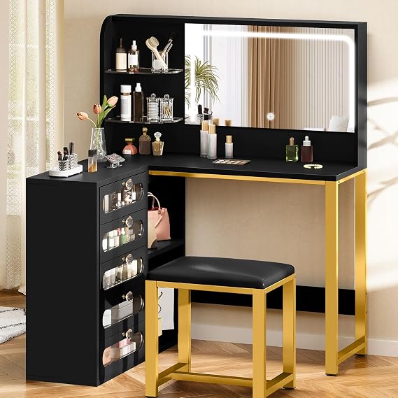 DWVO 48" Vanity Desk with Light and Mirror