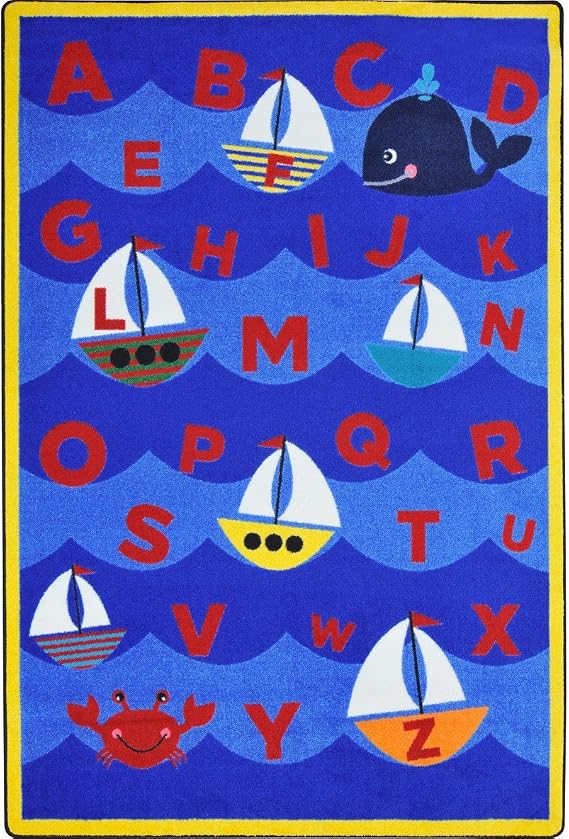 Joy Carpets Kid Essentials Sailor's Alphabet Childrens Rug, Multicolor, 3'10" x 5'4"