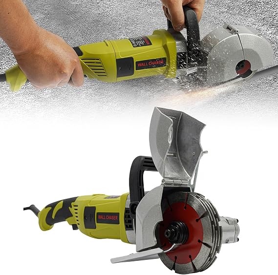 4000W Wall Chaser, Electric Wall Groove Cutting Machine Slotting Machine with 5 Blade 6500RPM Adjustable Grooving Depth & Width 1.45" X 1.3" for Slotting Brick Marble Concrete