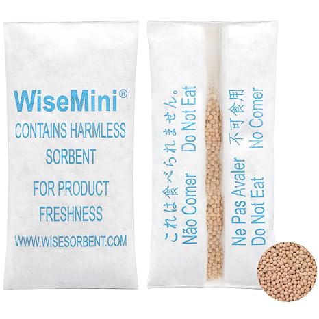 Wisesorb 2 Gram 500 Pack Molecular Sieve Packets, Dessicant Packets, Dessicant Packets, Moisture Absorbers for Food Storage, Food Safe Desiccant Dehumidifiers