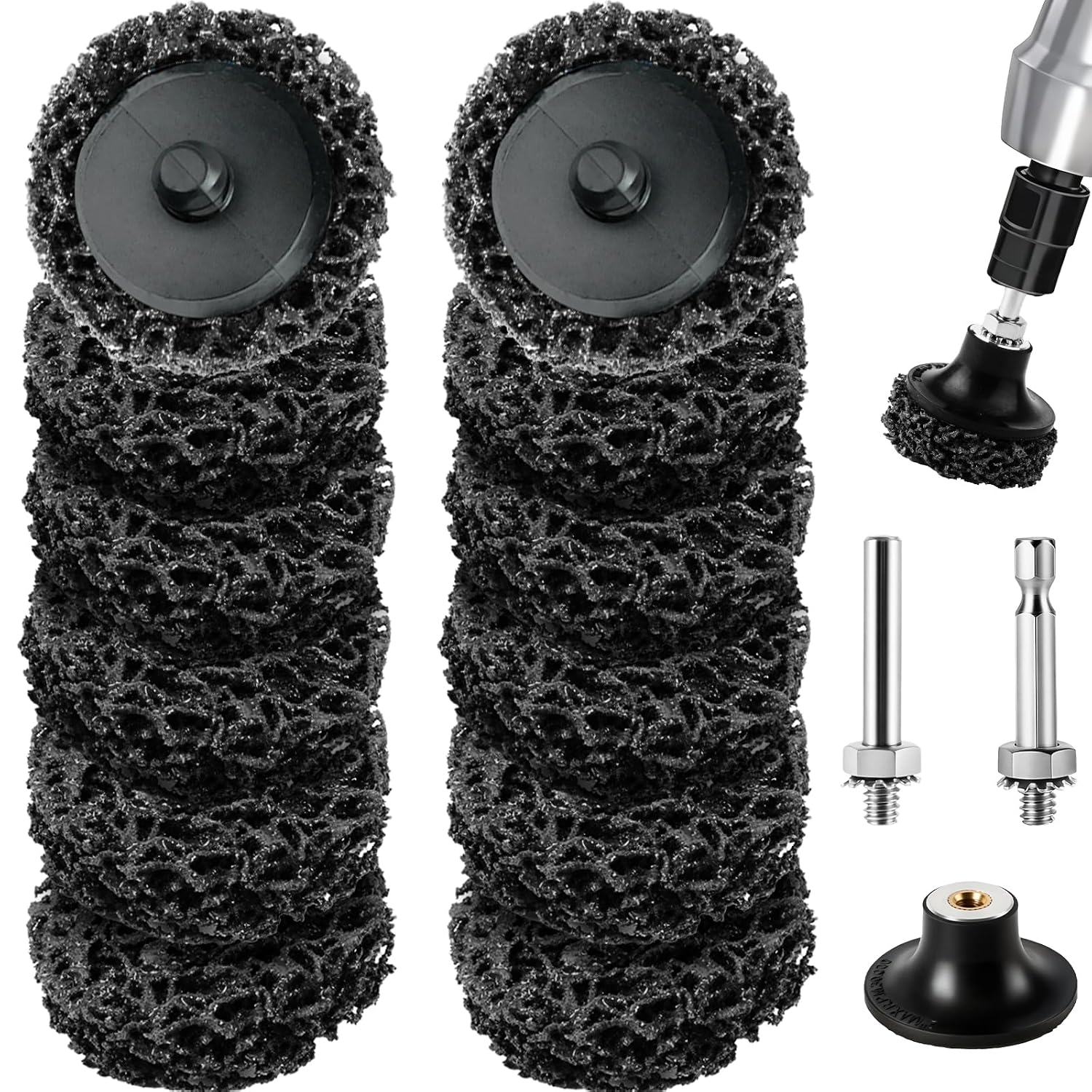 12PCS Strip Discs, 50mm Stripping Discs for Angle Grinder, Paint Stripper Metal Disc Set with 1Pallet &6 corner bars, Grinding Cleaning Metal discs for Remover Paint Coat Rust Oxidation(Black)