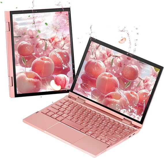 10.95" 2K Touchscreen 2-in-1 Rose Gold Laptop for School & Office
