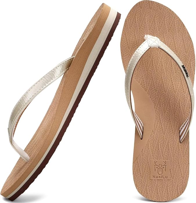 KuaiLu Womens Fashion Flip Flops Ladies Lightweight Yoga Mat Thong Summer Beach Sandals with Comfortable Arch Support