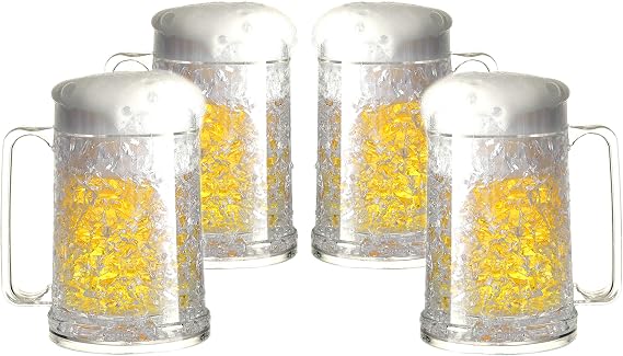Auhafaly Double Wall Freezer Mug Frosty Mug Insulated Ice Cup with Gel 16oz/450ml (Set of 4)