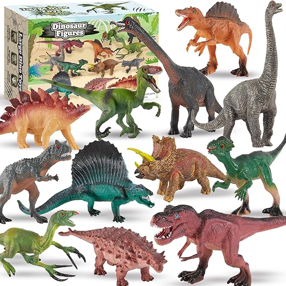 TOEY PLAY Dinosaur Figures Set, 12 PCS Realistic Dinosaurs Toy for 3+ Kids | Large Dino T-rex Figures, Triceratops, Dinosaur Gifts for Boys Girls 3 4 5 6 7 Years Old
