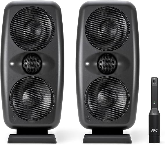 IK Multimedia iLoud MTM MKII (Pair Plus ARC mic) Compact Studio Monitor with Built-in ARC Room Correction, Speaker Emulation, 200W Power