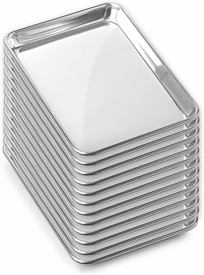 GRIDMANN 9 x 13 Commercial Grade Aluminum Cookie Sheet Baking Tray Jelly Roll Pan Quarter Sheet - 12 Pans