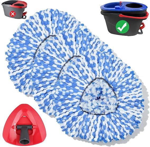 3 Pack Mop Replacement Heads+1PCS Triangle Base Compatible Vileda