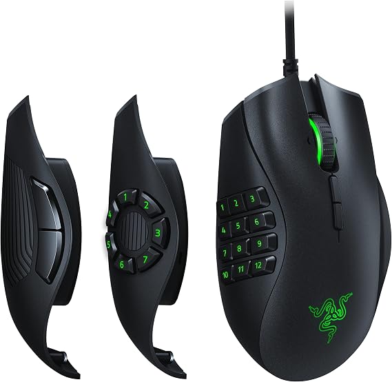 Razer Naga Trinity Interchangeable Side Plates with 2/7/12 Button Configurations USB MMO/MOBA Gaming Mouse Black 日本正規代理店保証品 RZ01-02410100-R3M1