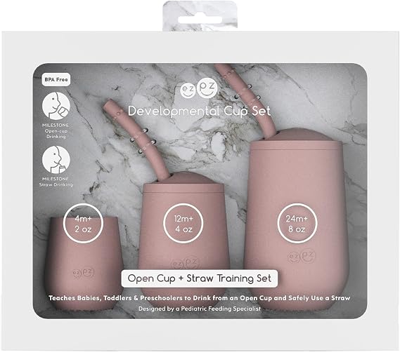 ezpz Developmental Cup Set (Blush) - 100% Silicone