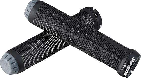 SPANK Spike Grip, Single Lock, Low Profile 30mm or 33mm Diameter, Tapered bar Ends, Spank 'Human Factor' Pattern