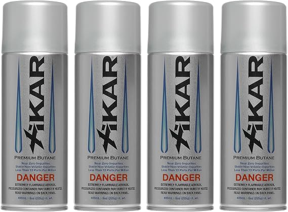 XIKAR PUROFINE Premium Butane Fuel Refill (400ml) 0 Impurities - Ultra Refined, Food Grade, Culinary Butane Refill for Torch & Lighter - Jet Flame Lighter Fuel & Kitchen Torch Refills (4 Pack/8oz)