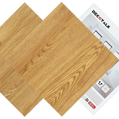 Decotalk Peel and Stick Wood Flooring Planks Vinyl Wood Flooring - Bathroom Floor Tiles Peel and Stick Waterproof 3-Pack 12x12 Inch Maple Wooding Look Tile for Bathroom Kitchen Bedroom