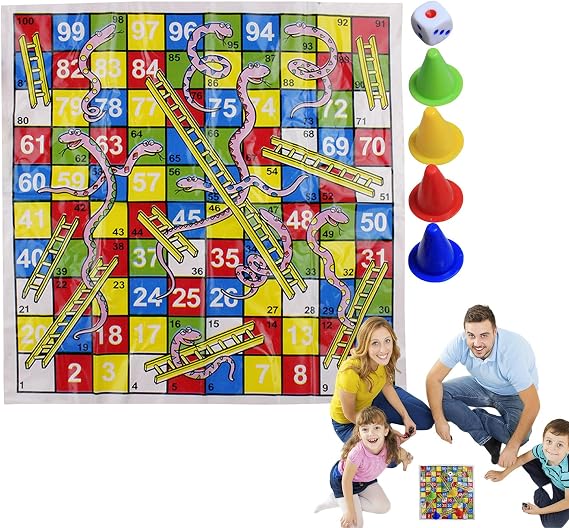 Chutes and Ladders Board Game | Mini Snakes and Ladders Board Game Set - Portable Folding Chess Toy Compact for Travel Family Parties Adults