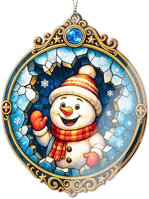 Christmas Ornament 2025 - Snowman Ornament - Snowman Ornaments for Christmas Tree - Acrylic Christmas Ornaments - Christmas ornament 2025 - White elephant gifts - Xmas Tree Funny Decoration