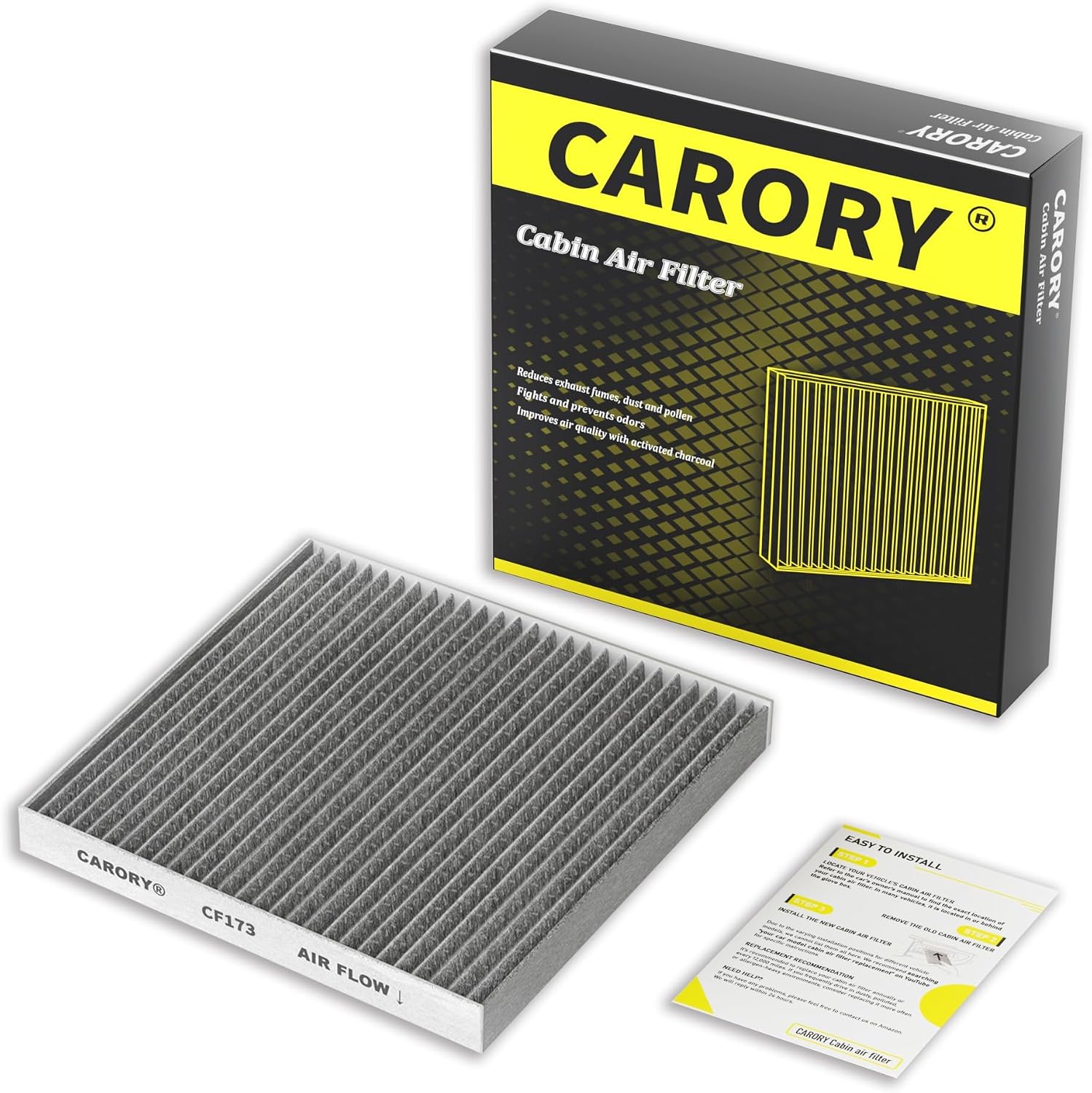 Cabin Air Filter wActivated Carbon for 2007-2017 Nissan Altima, 2009-2014 Murano, 2009-2014 Maxima, 2011-2017 Quest, 27277-JA000, 27277-JA00A, 2008 2009 2010 2011 2012 2013 2014 2015 2016