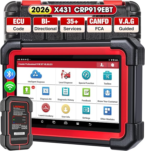 LAUNCH X431 CRP919EBT OBD2 Scanner, Advanced Wireless Bluetooth Bidirectional Scan Tool, ECU Code, CANFD/DOIP, FCA AutoAuth, 35+ Resets, VAG Guided, All Systems for All Vehicles, Upgraded of CRP919E