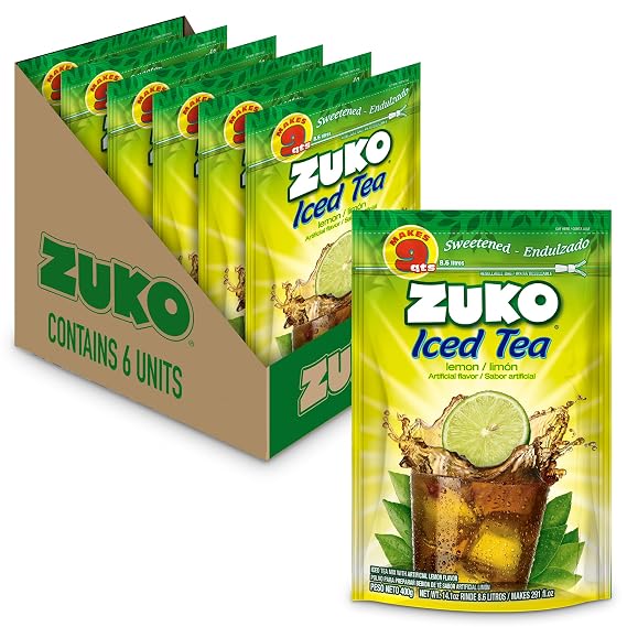 Zuko Green Tea Instant Powder Drink Mix, 14.1 oz (6 Pack) | Sweetened Family Pack