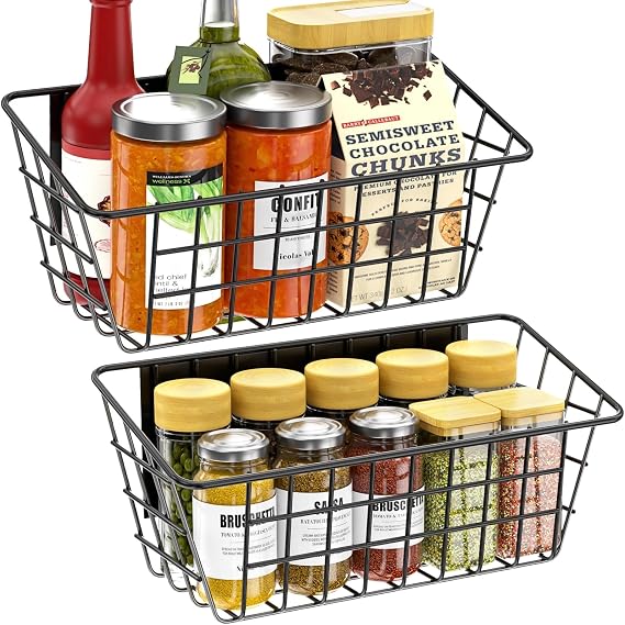 Magnetic Shelf for Fridge, 2 Pack Seasoning Organizer with Strong Magnets for Kitchen Storage Organization, Moveable Magnetic Spice Rack for Refrigerator, Whiteboard, Kitchen Counter, Cabinet