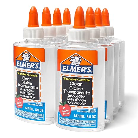 Elmer's Liquid School Glue, Clear, Washable, 5 Ounces, 8 Count - Great for Making Slime, Arts & Crafts, Back to School, Classroom Supplies, #1 Teacher Brand