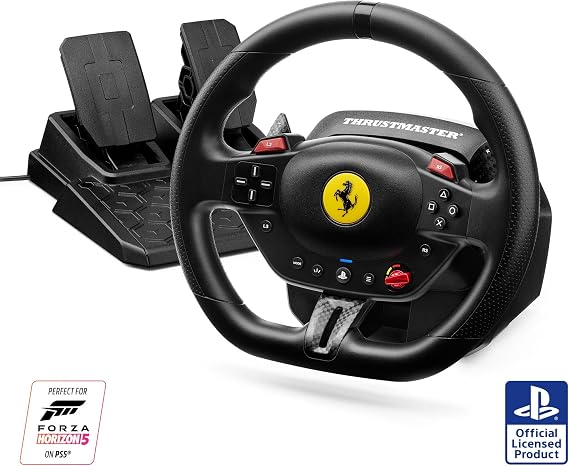 Thrustmaster T98 Ferrari 296 GTB Yarış Direksiyonu – PS5, PS4 ve PC Uyumlu – Resmi Ferrari Lisanslı, 7/10 Ölçekli Replika, Bungee Cord Teknolojisi ve Manyetik Pedal Seti