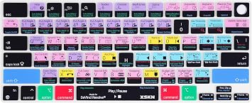 XSKN Davinci Resolve Shortcut US Version Silicone Keyboard Cover for Apple MacBook Air 13/15 inch with M5/M4/M3/M2 Chip and MacBook Neo with A18 Pro Chip