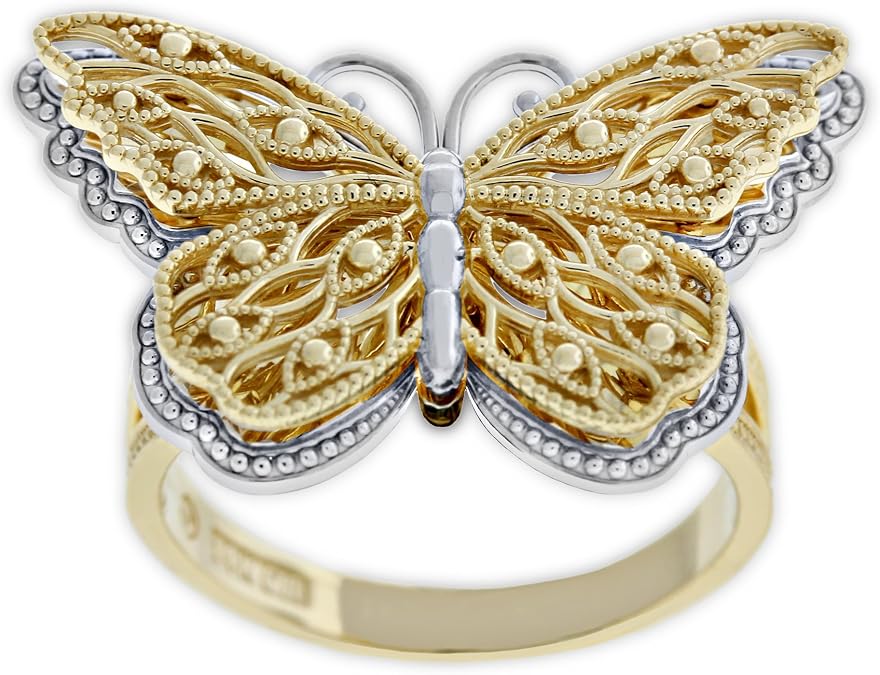 Charm America - Gold Butterfly Ring - 10 Karat Solid Gold