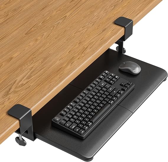 BONTEC Under Desk Keyboard Tray, Pull-Out Keyboard & Mouse Platform