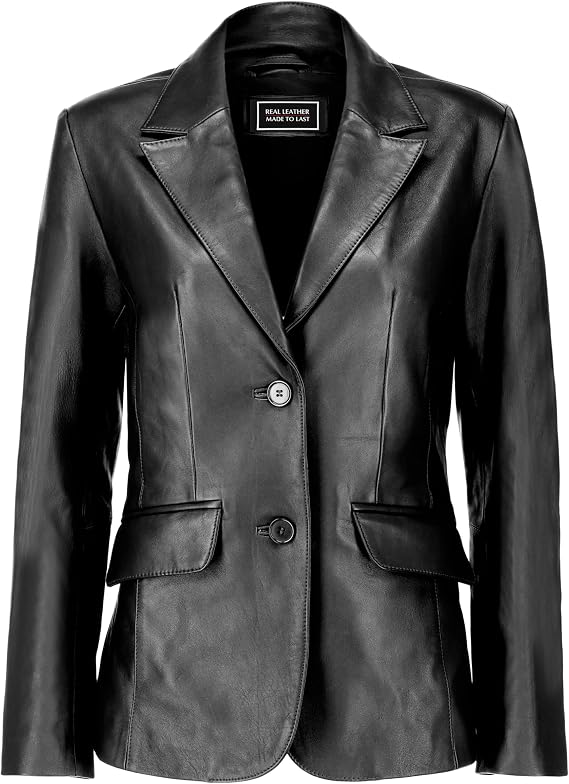 Jild Classic Style Leather Blazer Women - Casual Coat Leather Jacket Women
