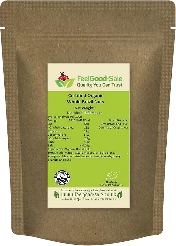 1kg Organic Brazil Nuts Certified Whole, Low-GI Good For Snacking, Smoothies, Baking & Cooking, Gluten-Free, Keto & Vegan-Friendly, Rich in Protein & Vitamins & Fibre