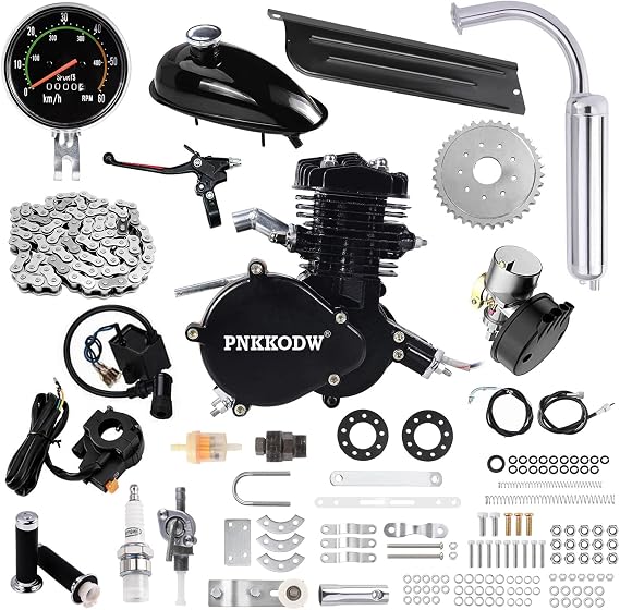 80cc Bicycle Engine Kit 2-Stroke Gas Electric Bike Motor Kit 26" 28" Bicycle Motor Engine Kit with Speedometer Upgrade