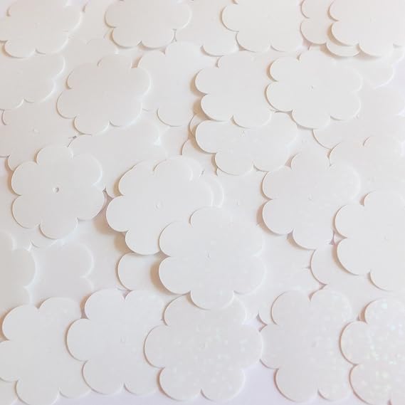 Flower Sequin 1" / 25mm White Crystal Hologram Glitter Sparkle Couture Paillettes