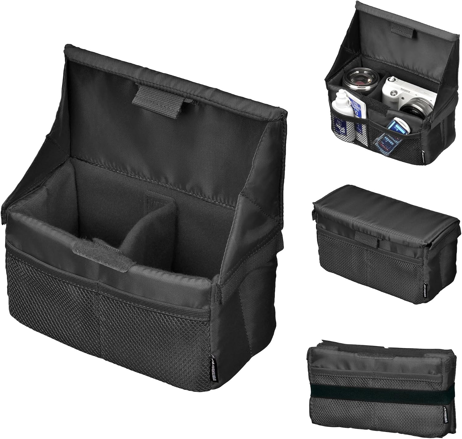HAKUBA Folding Inner Softbox B Black Inner Bag Soft Bag Camera Bag Gadget Case with Divider Removable Lid Foldable When Not In Use KCS-38BBK 4977187336580