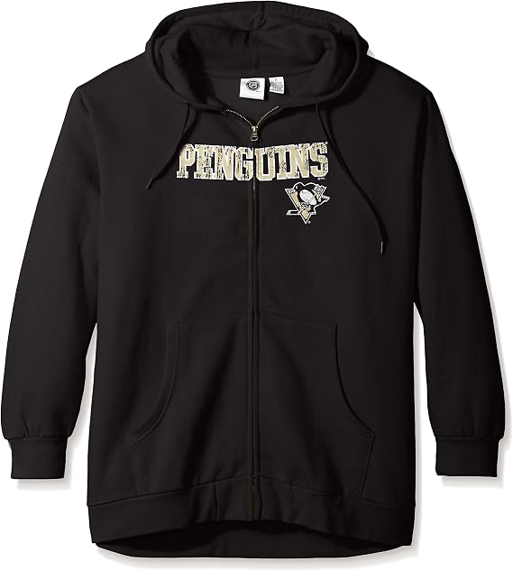 NHL Plus Size Women's Full Zip Hoodie with Distress Word Mark
