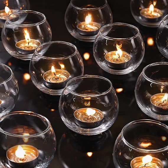 36Pcs Glass Tealight Candle Holders - Bowl Vases for Votive/Floating Candles, Round Vases for Wedding, Engagement, Bridal Shower Parties Table Centerpieces