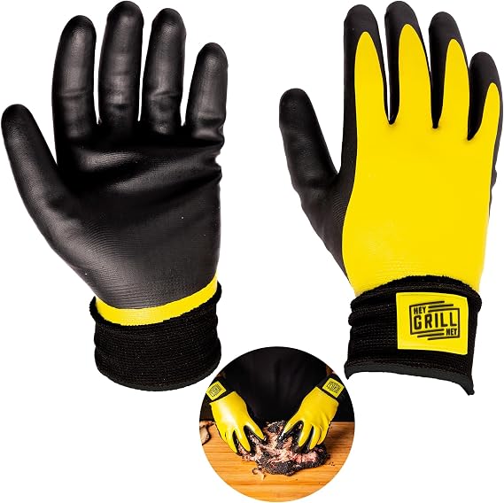 Hey Grill Hey Pitmaster Gloves | BBQ Gloves | Heat Protection up to 500F or 260C | High Temp Resistance | Fireproof Glove for Grilling Smoking Barbecue | Washable Mitts | Waterproof | Size - Large