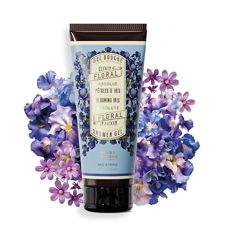 Panier des Sens Duschgel Irisblüten 200ml natürlich PH-mild pflegend Feuchtigkeitsspendendes Duschgel für Damen und Herren mit Olivenöl – 95% natürliche Inhaltsstoffe Vegan mit pudrigem Duft