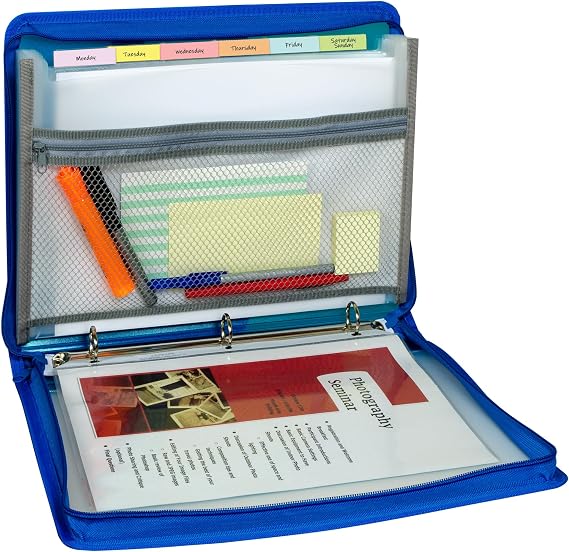 C-Line Zippered Binder with Expanding File, Blue (48115)