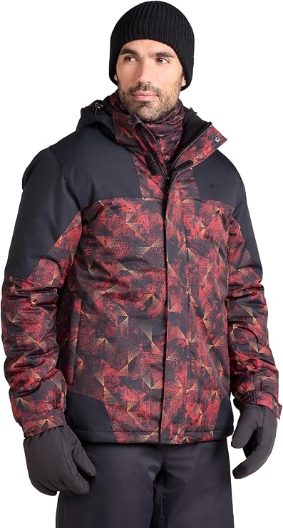 Mountain Warehouse Shadow Mens Printed Ski Jacket - Snowproof, Extra Warmth, Fleece Lined, Adjustable Hem, Cuff & Hood - Ideal Warm Clothing for Holidays
