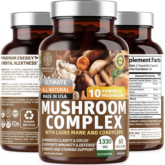Mushroom Complex with Lion's Mane, Cordyceps & Reishi, 10 Species, 60 Caps