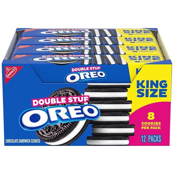 OREO Double Stuf Chocolate Sandwich Cookies, King Size, 12 Snack Packs